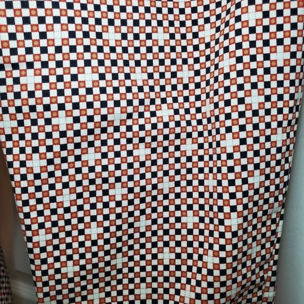 Tory Burch Pants Womens 28 Red Black Check Cropped Stretch Side Zip